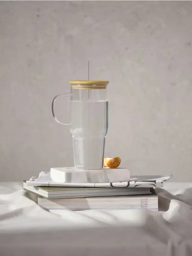 Bicchiere riutilizzabile con cannuccia - clear