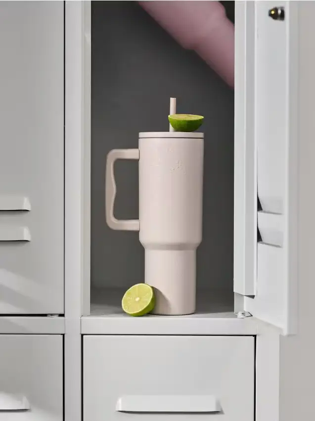 Bicchiere riutilizzabile con cannuccia - panna