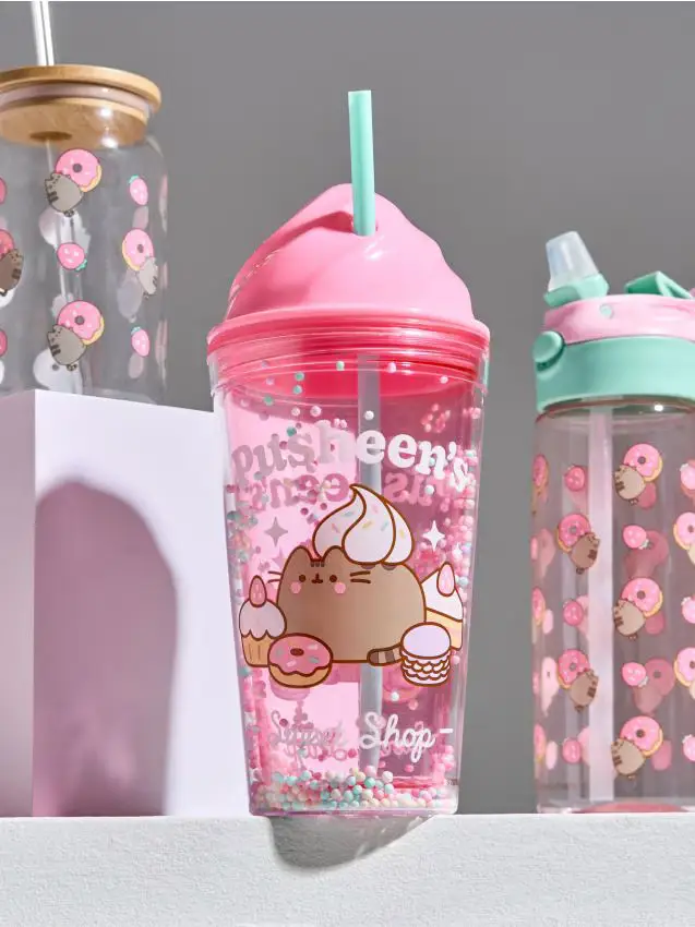 Bicchiere riutilizzabile con cannuccia Pusheen the Cat - multicolor