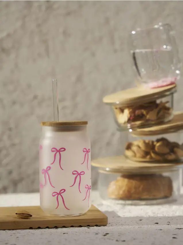 Bicchiere riutilizzabile con cannuccia - rosa