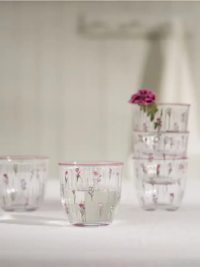 Bicchieri con motivo floreale, confezione da 2 pezzi - multicolor