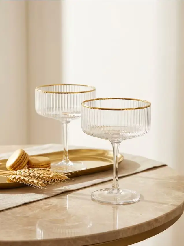 Bicchieri da cocktail rigati, set da 2 pezzi - clear