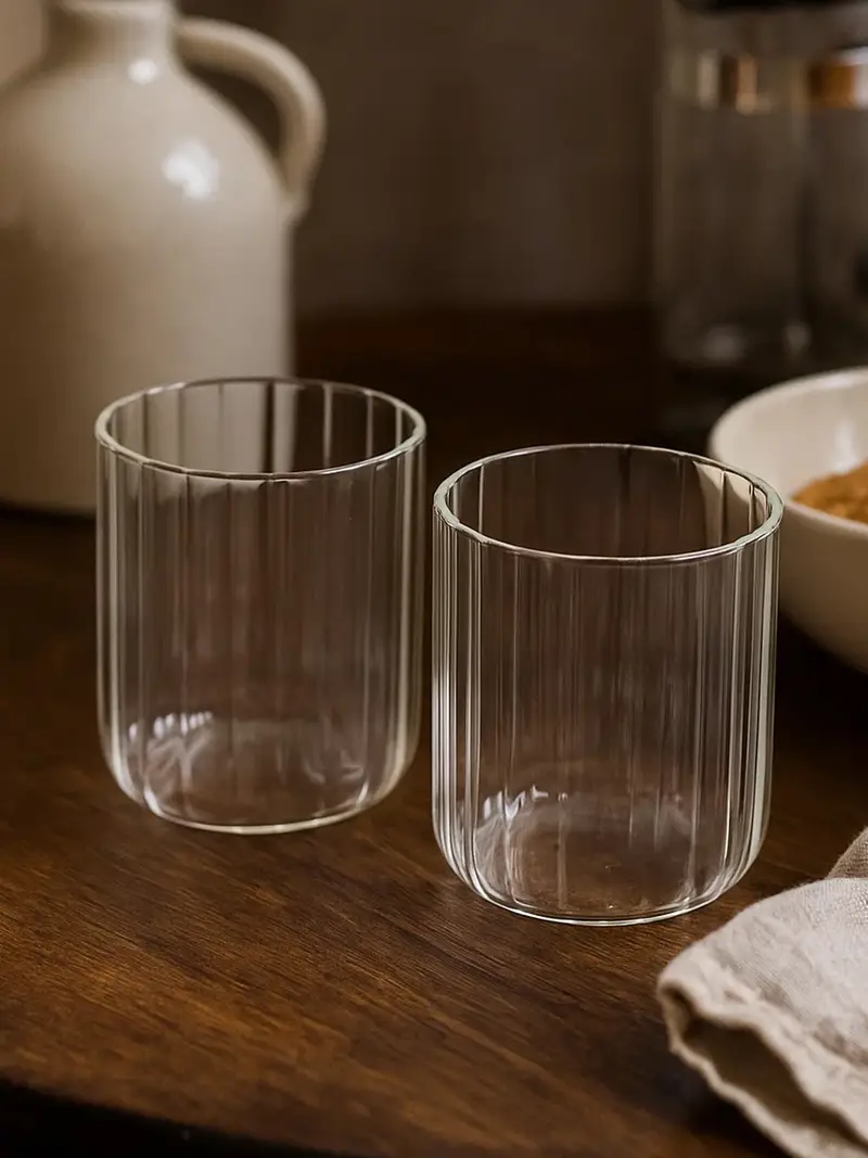 Bicchieri rigati 2 pezzi - clear miniatura 2