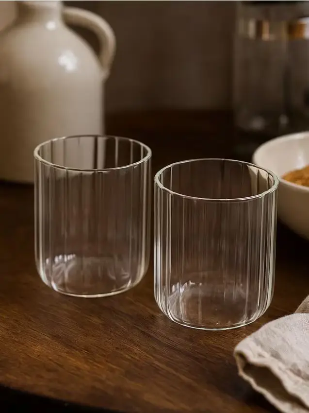 Bicchieri rigati 2 pezzi - clear