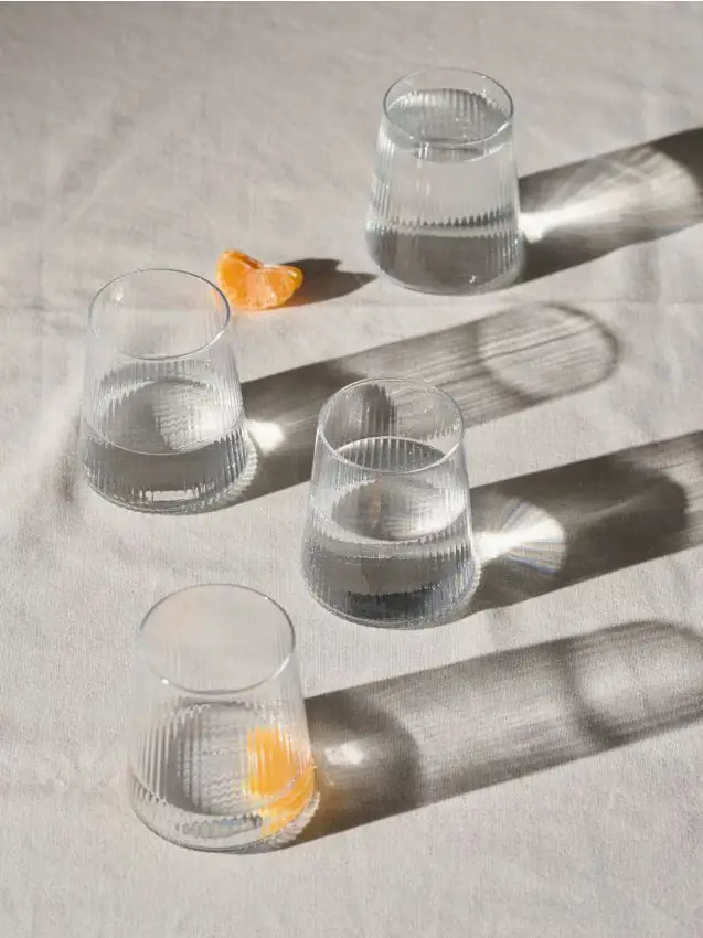 Bicchieri rigati 4 pezzi - clear