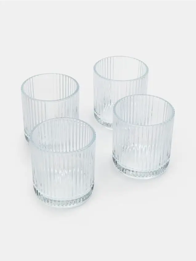 Bicchieri rigati 4 pezzi - clear