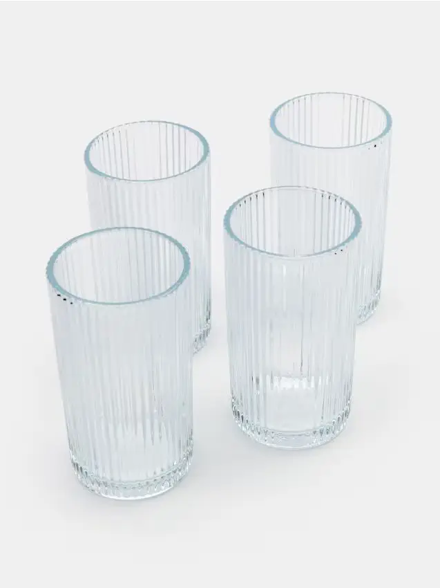Bicchieri rigati 4 pezzi - clear
