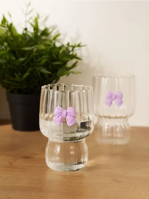 Bicchieri scanalati con motivo a fiocco 2 pack - clear