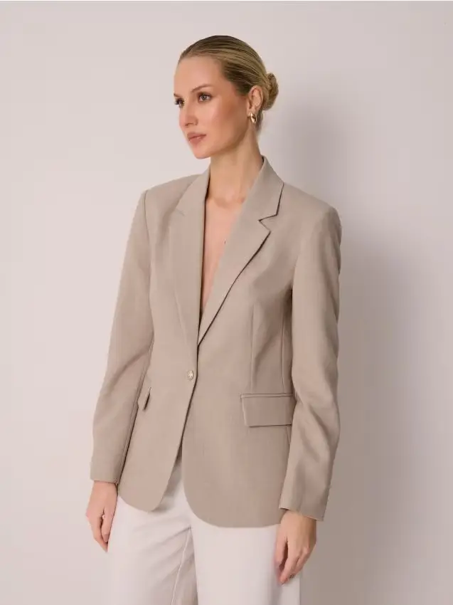 Blazer classico con bottone - beige