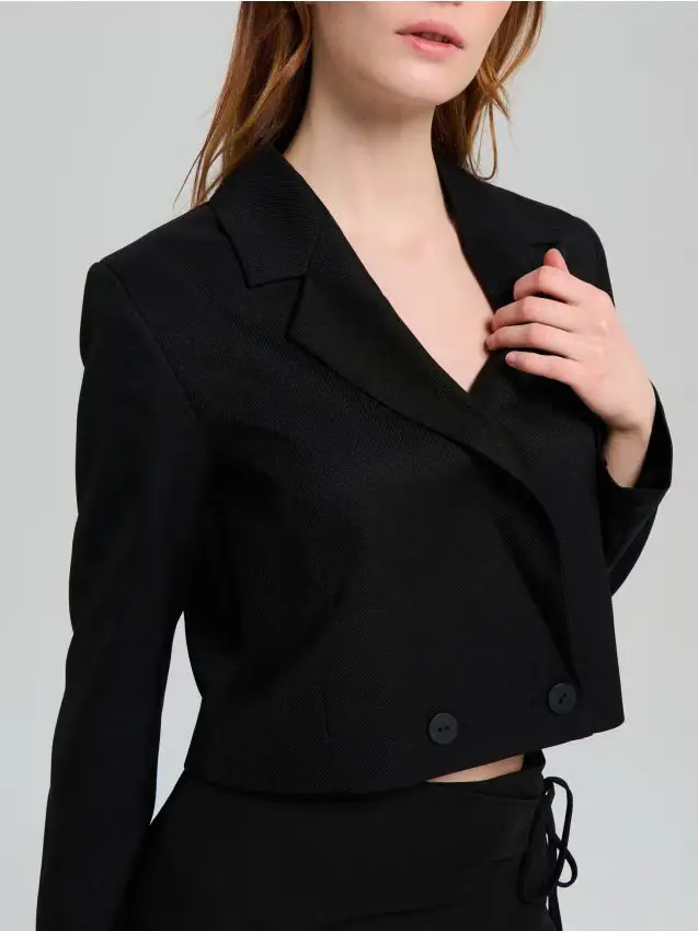 Blazer corto doppiopetto - nero