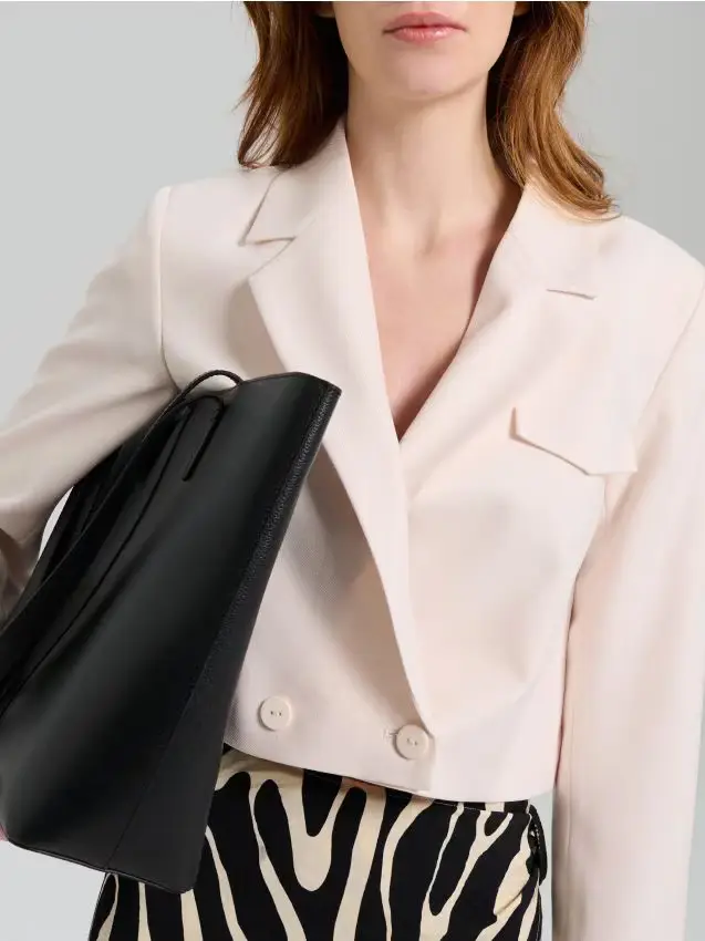 Blazer corto doppiopetto - panna