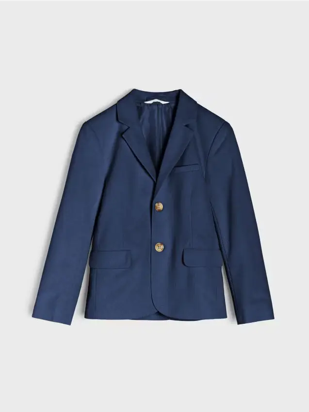 Blazer monopetto con bottoni decorativi - blu scuro