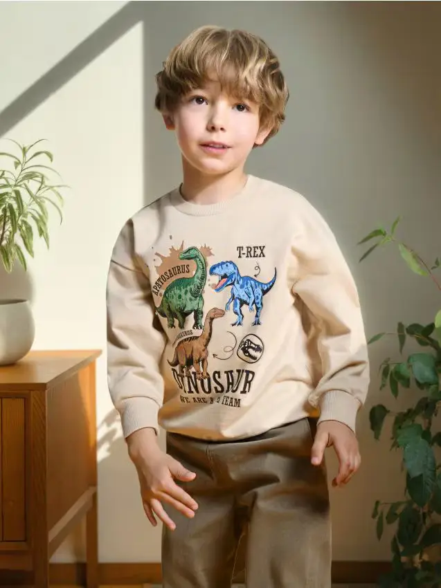 Blouse with dinosaurs - beige