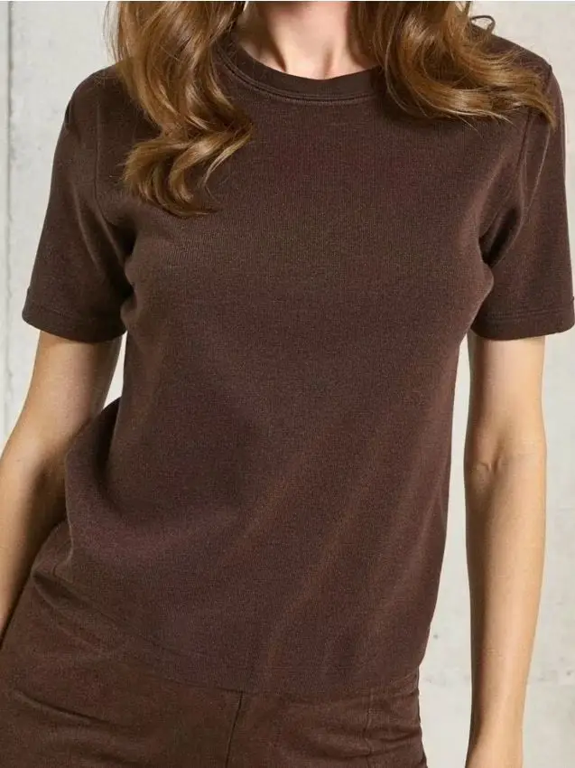 Blusa a maniche corte - marrone polveroso