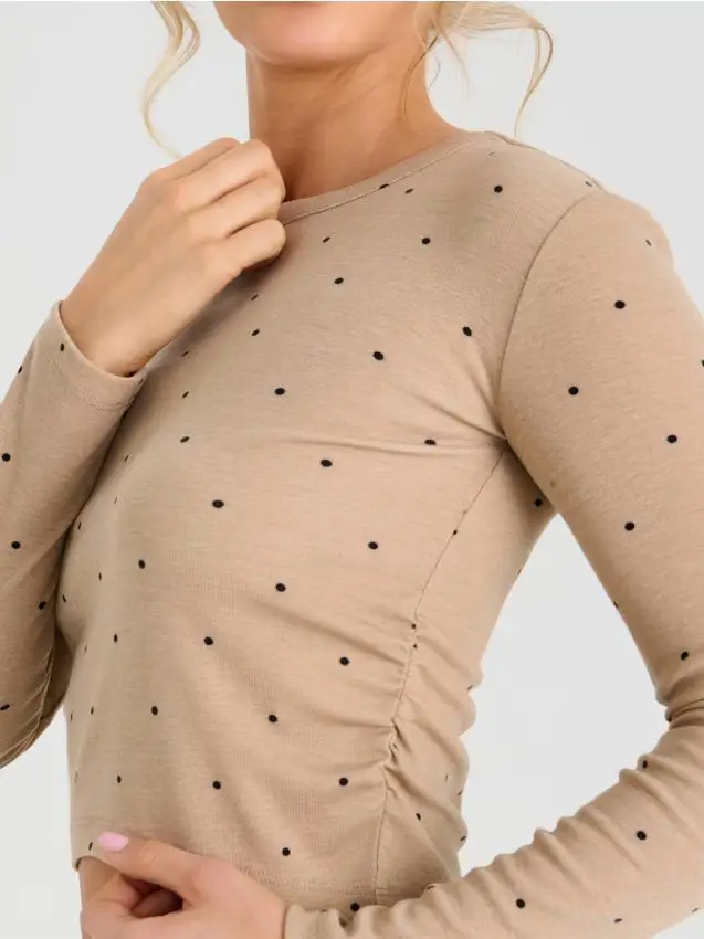Blusa a pois in misto viscosa - beige