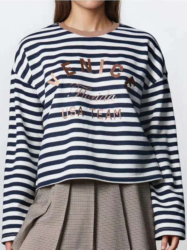 Blusa a righe - blu scuro