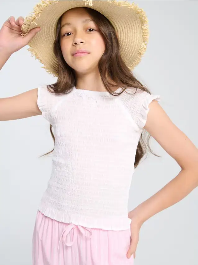 Blusa arricciata - bianco