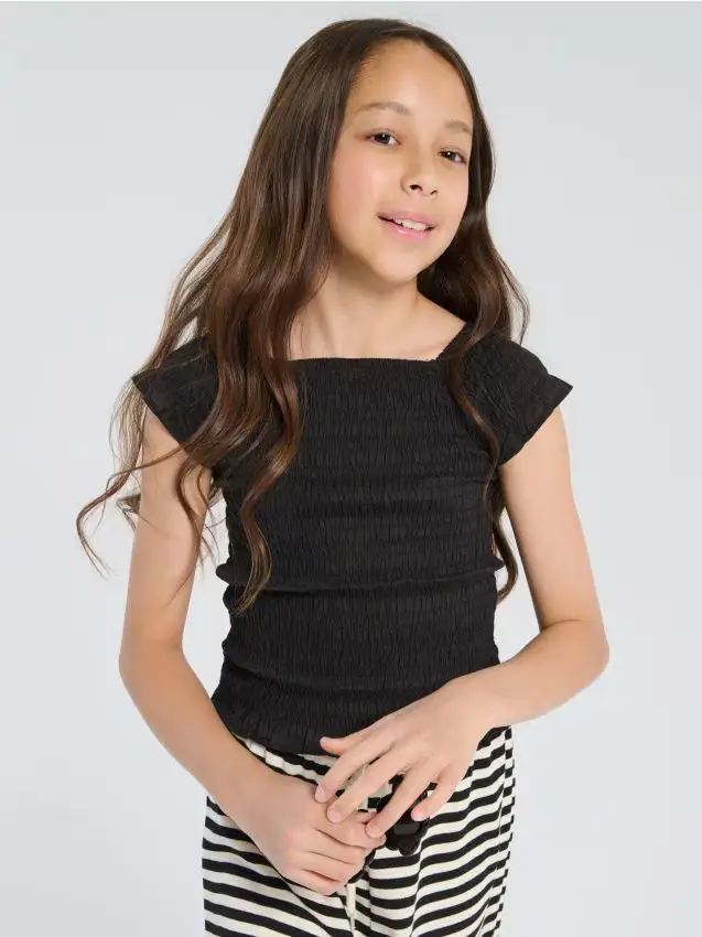 Blusa arricciata - nero