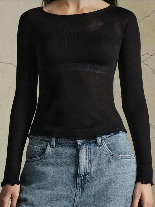 Blusa basic aderente - nero