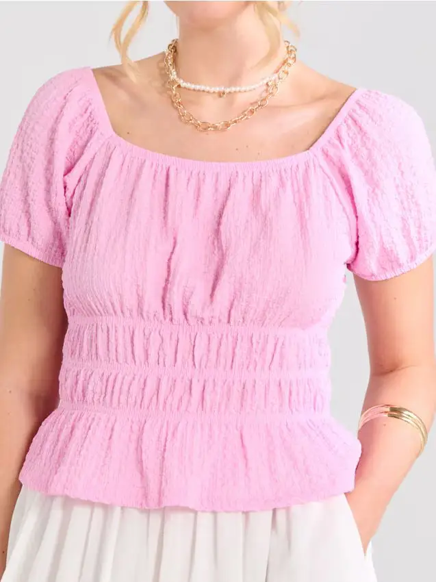 Blusa con arricciatura - rosa