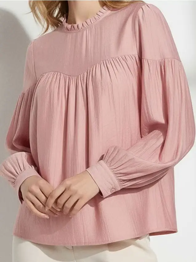 Blusa con arricciatura - rosa pastello