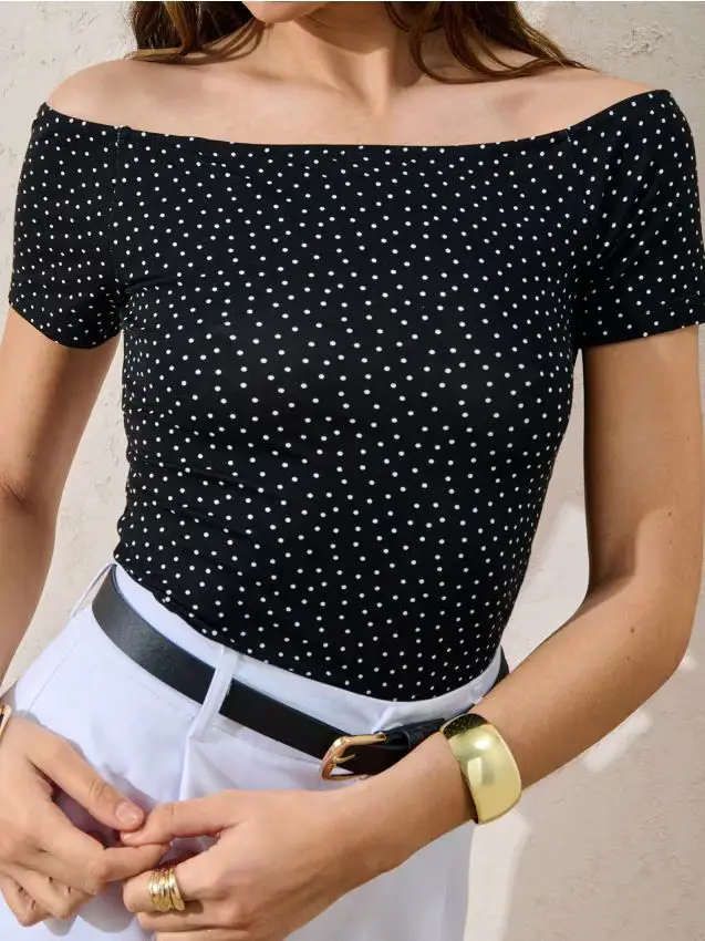 Blusa con scollatura spagnola - multicolor