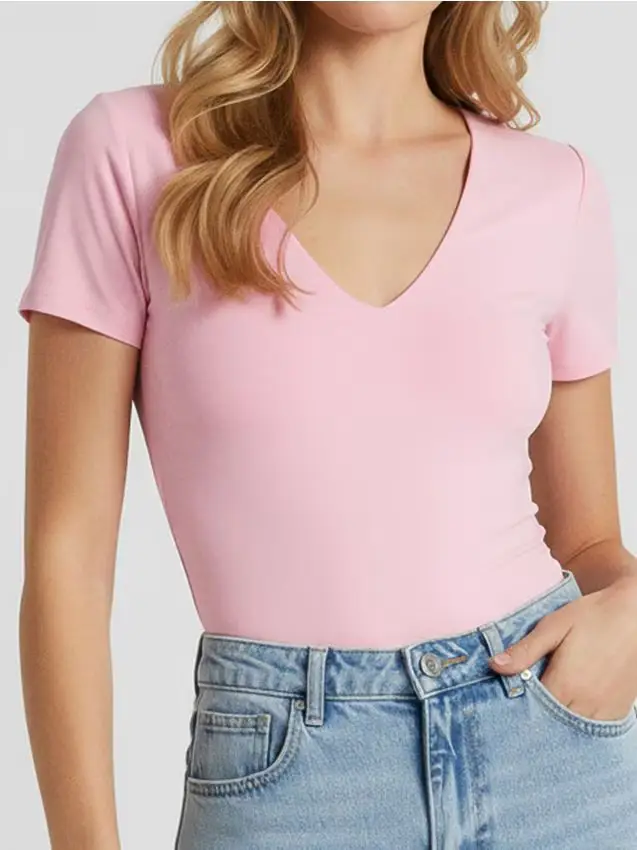 Blusa con scollo a V - begonia