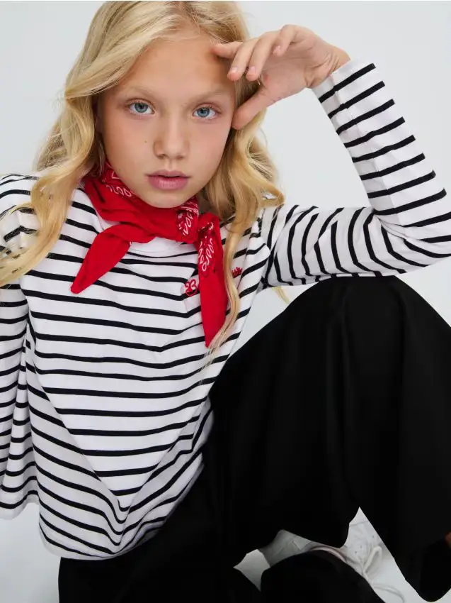 Blusa di cotone a righe - bianco