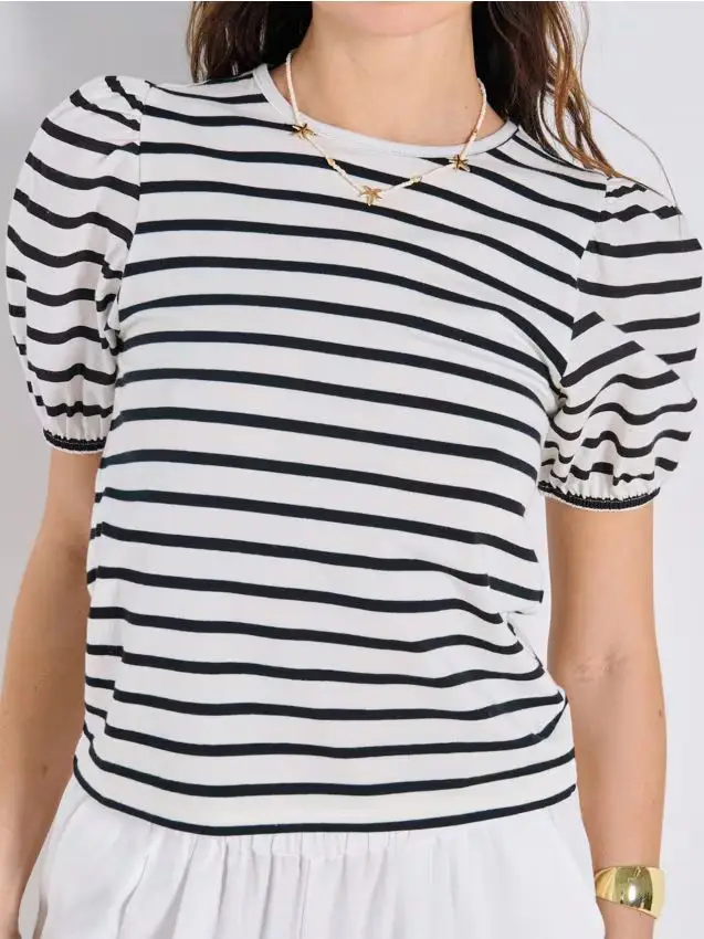 Blusa di cotone a righe - multicolor