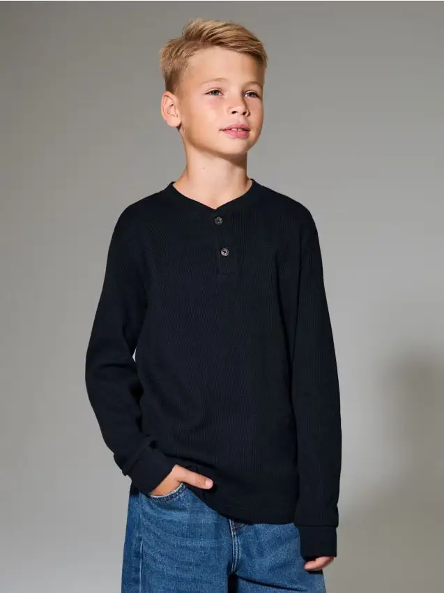 Blusa in cotone - blu scuro