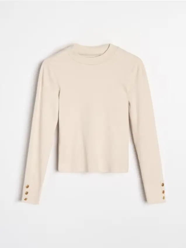 Blusa in cotone con bottoni decorativi - nude