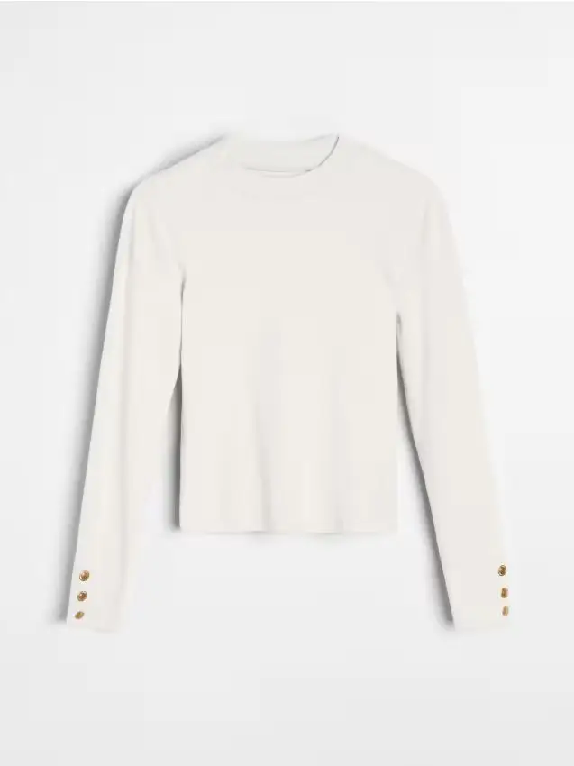 Blusa in cotone con bottoni decorativi - panna