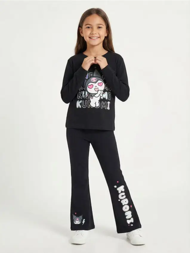 Blusa in cotone con stampa Kuromi - nero