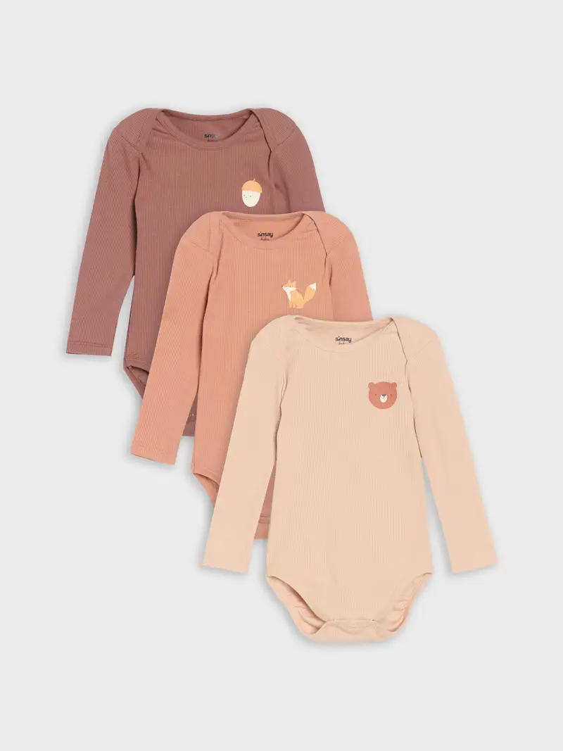 Body a costine 3 confezioni - beige miniatura 2