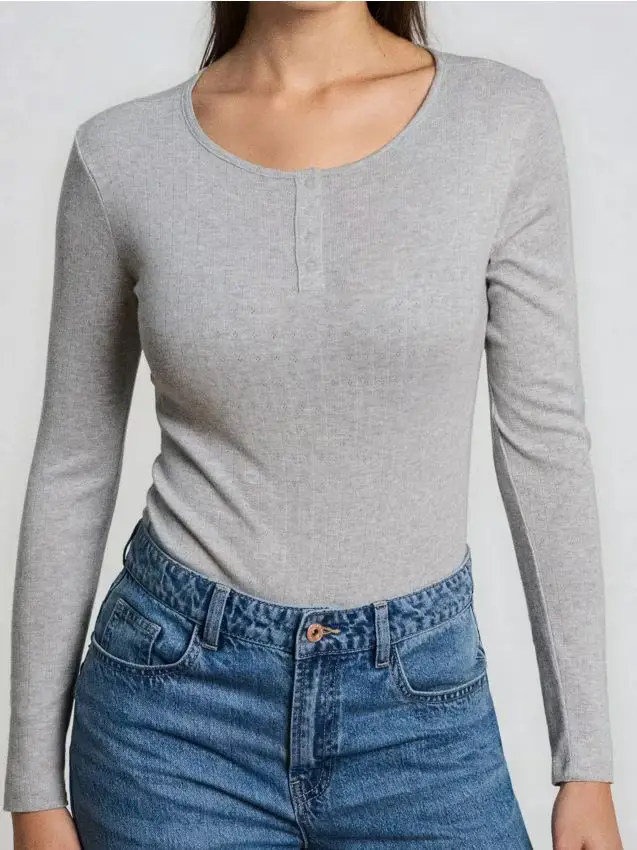 Body a maniche lunghe - grigio chiaro