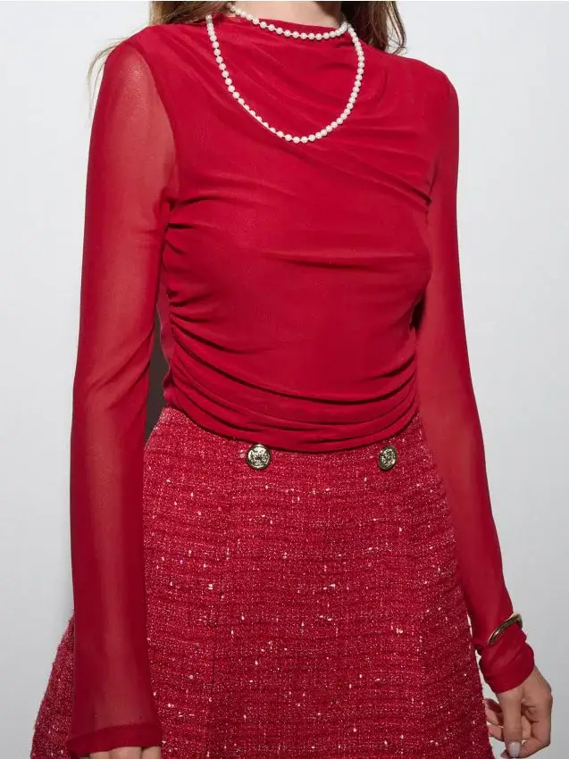 Body a maniche lunghe - rosso