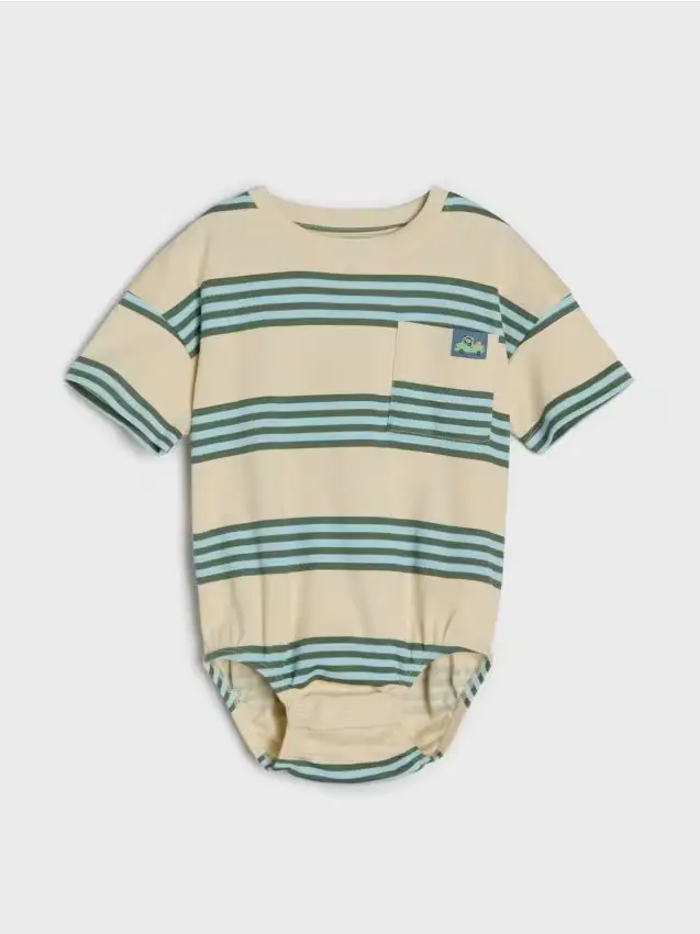 Body a righe in cotone - beige