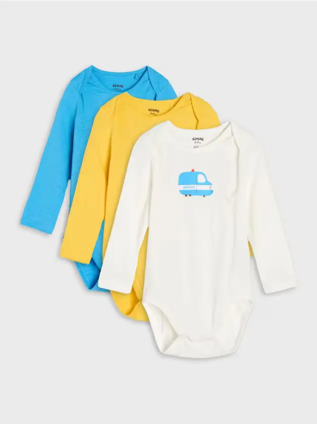 Body in cotone con stampa, confezione da 3 - altro