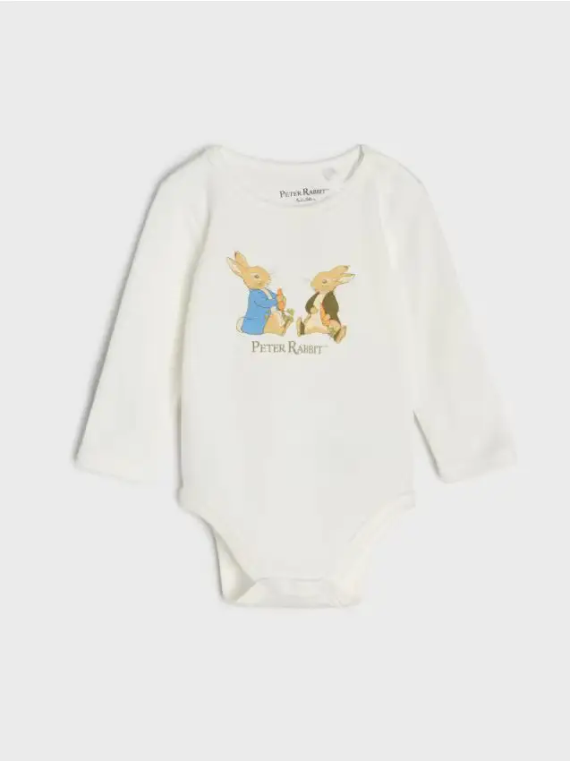 Body in cotone stampato Peter Rabbit - bianco