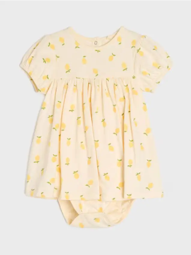 Body vestito in cotone con motivo di limoni - nude