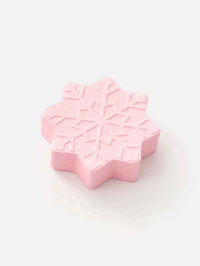 Bomba da bagno a forma di fiocco di neve - rosa pastello miniatura 3