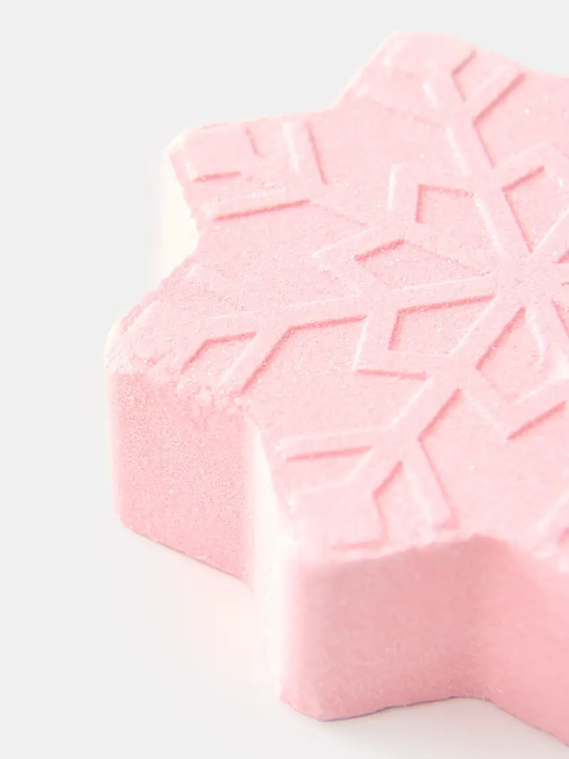 Bomba da bagno a forma di fiocco di neve - rosa pastello miniatura 4