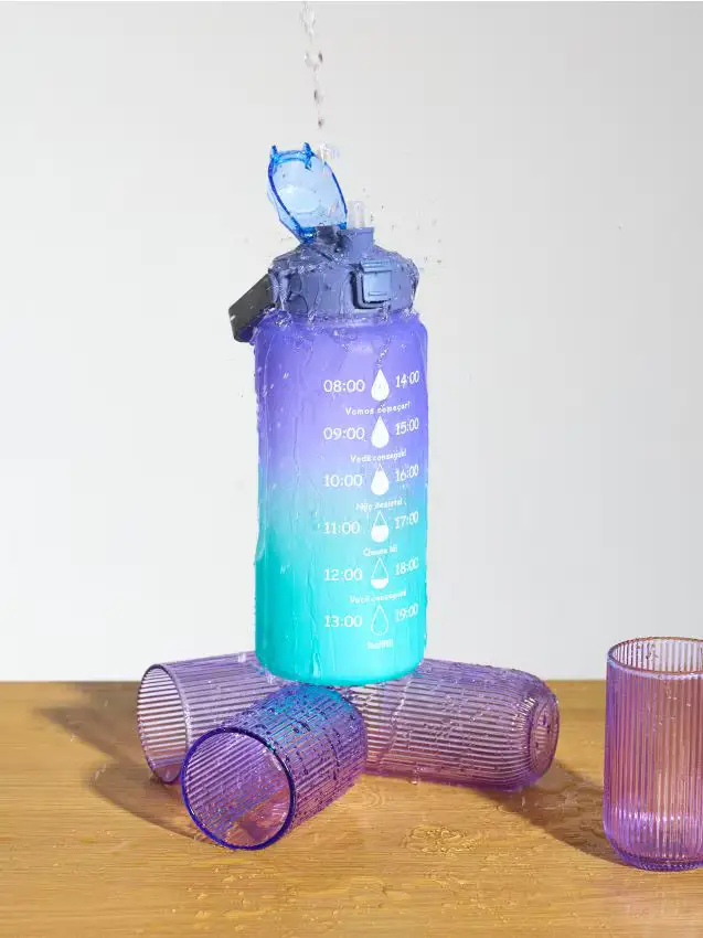 Borraccia con scala graduata e manico - blu