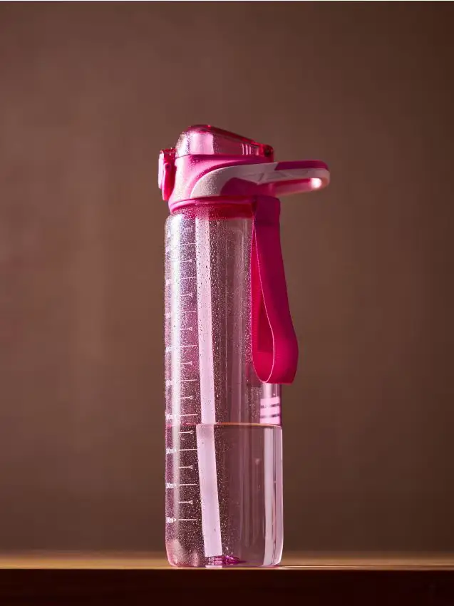 Borraccia con scala graduata e manico - rosa