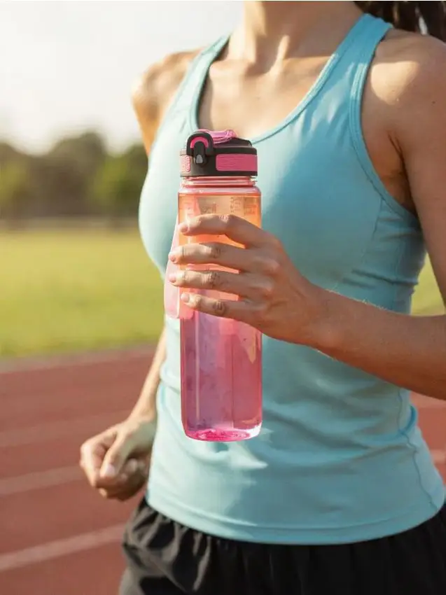 Borraccia con scala graduata e manico - rosa