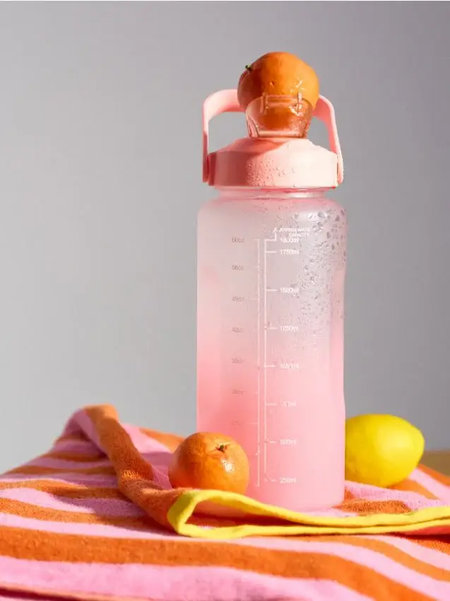 Borraccia con scala graduata e manico - rosa