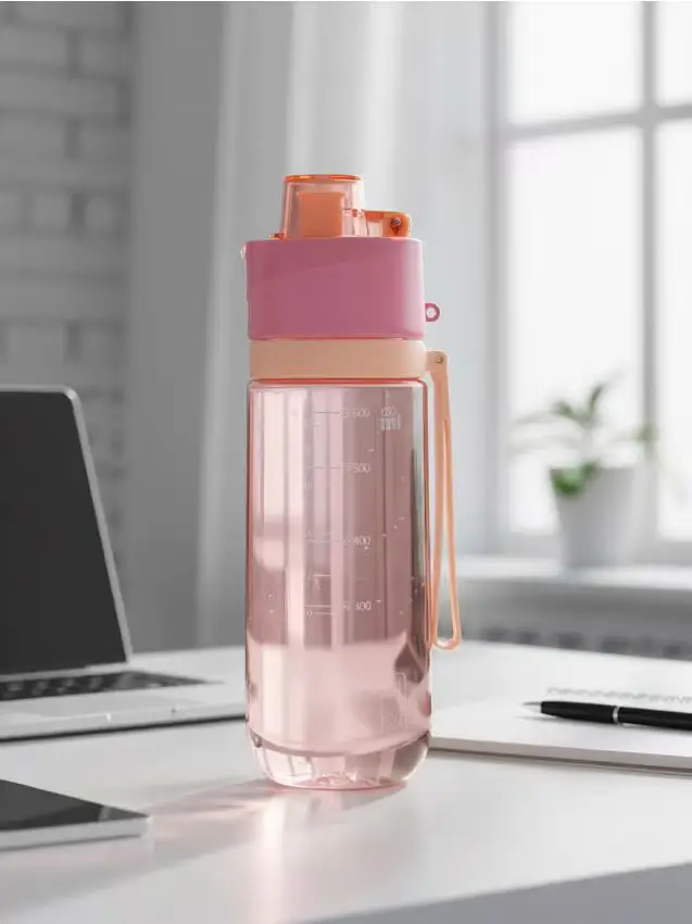 Borraccia con scala graduata e manico - rosa pastello