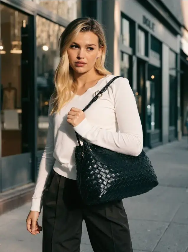 Borsa a secchiello in ecopelle - nero