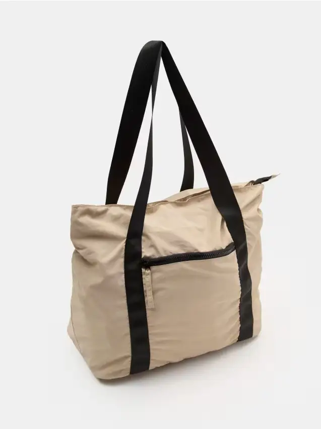 Borsa a spalla in nylon in stile sportivo - beige