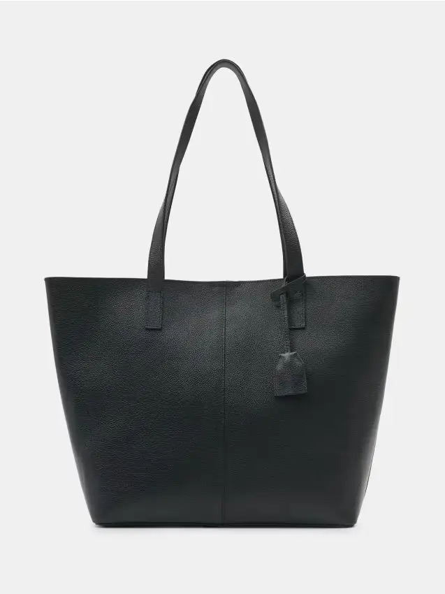 Borsa a spalla in pelle martellata - nero